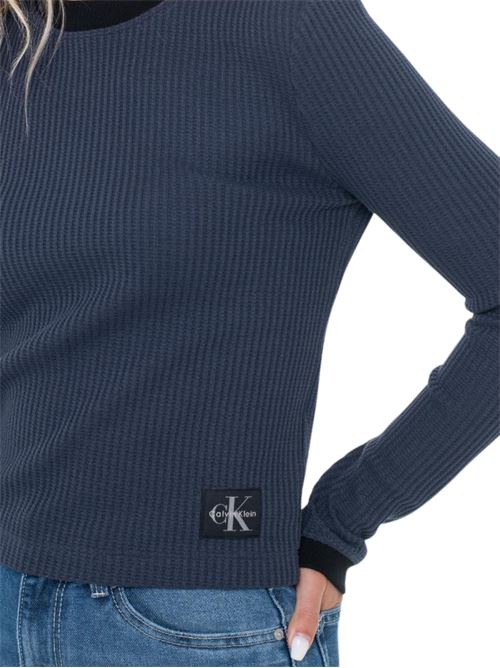 T-shirt manica lunga blu in cotone Calvin Klein Jeans | LV047D225GVEK